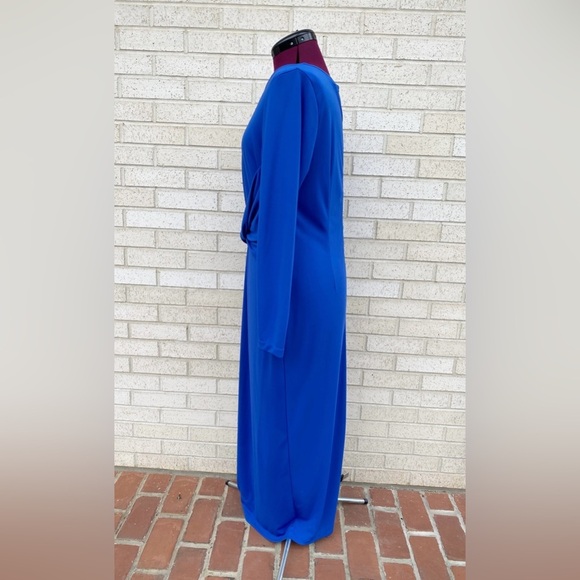 Eloquii Blue Cocktail Midi Dress Long Sleeves Size 16 - Picture 5 of 11